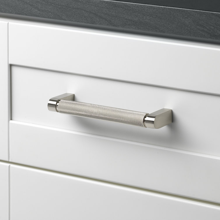 Satin Nickel Knurled Cabinet Bar Pull with Mounting Hardware