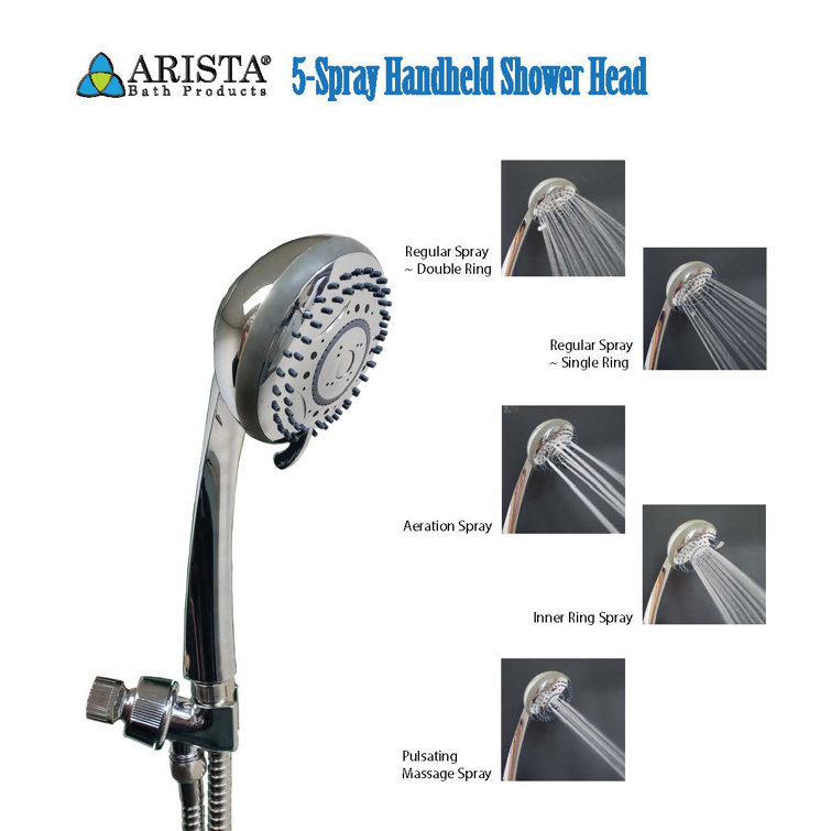 Chrome Handheld Shower Head with Filter and Adjustable Spray