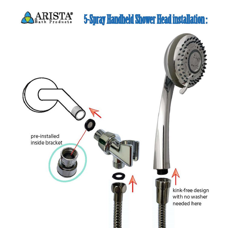 Chrome Handheld Shower Head with Filter and Adjustable Spray