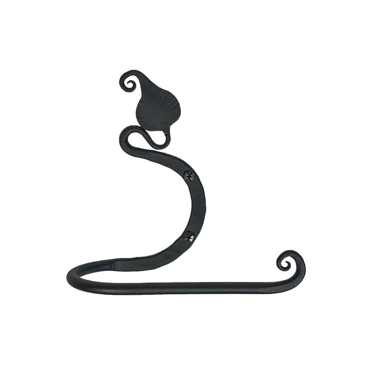 Black Forged Iron Leaf Wall Mounted Toilet Paper Holder