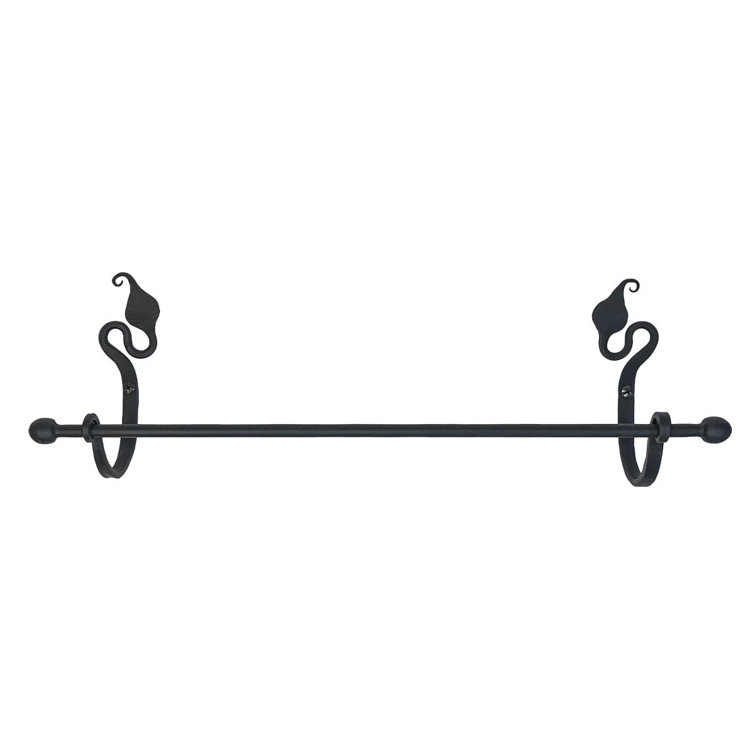 Handforged Black Iron 16" Leaf Towel Bar