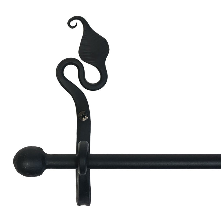 Handforged Black Iron 16" Leaf Towel Bar