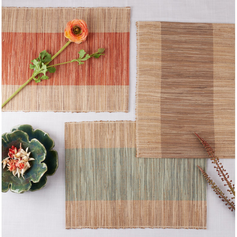 Natural Green Shimmering Banded Placemat Set of 4