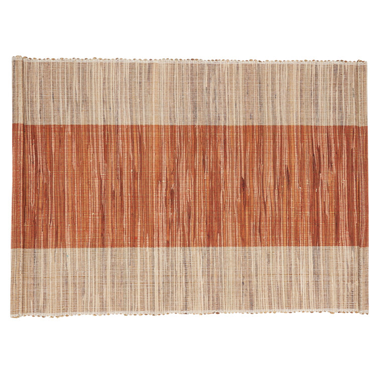 Rust and Beige Shimmering Banded Fabric Placemats Set of 4