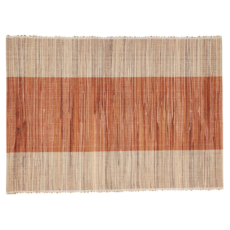 Rust and Beige Shimmering Banded Fabric Placemats Set of 4