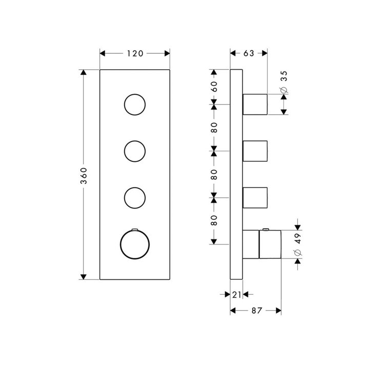 Axor Chrome Wall-Mounted Thermostatic Shower Trim Module