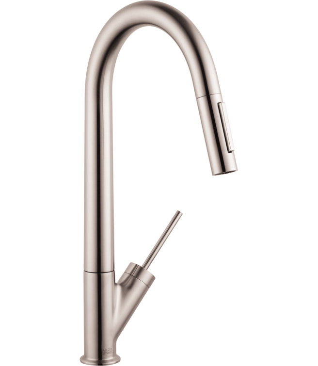 Starck Stainless Steel High-Arc Kitchen Faucet with Pull-out Spray