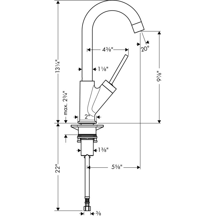 Steel Optik Stainless Steel Single Handle Bar Faucet