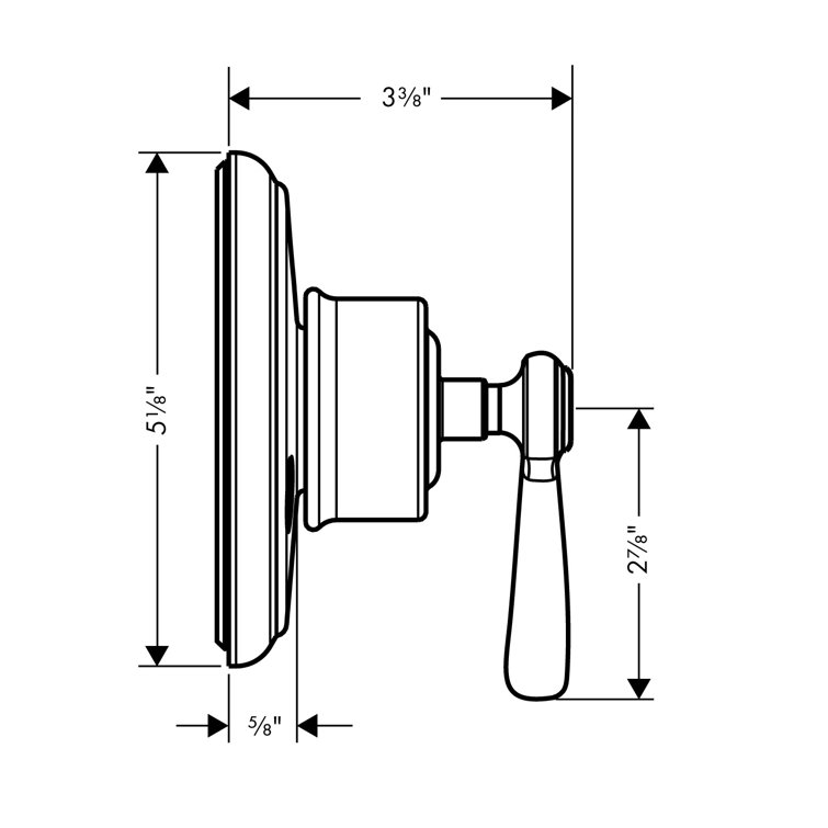 Polished Nickel Lever Handle Wall-Mounted Shower Trim