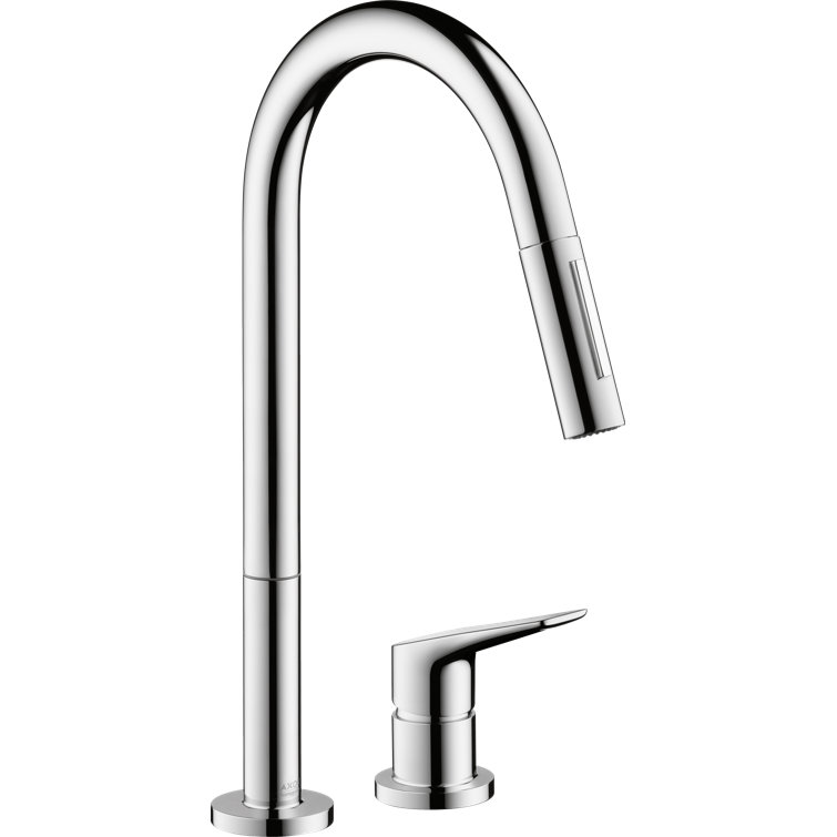 Chrome Brass Pull-Down Kitchen Faucet with Spray