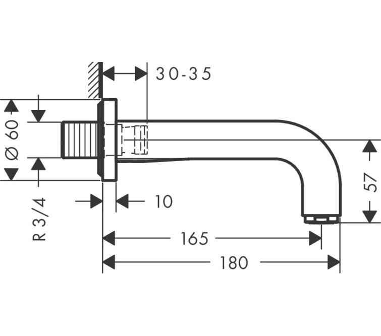 Chrome Modern Deck Mounted Tub Spout with Diverter