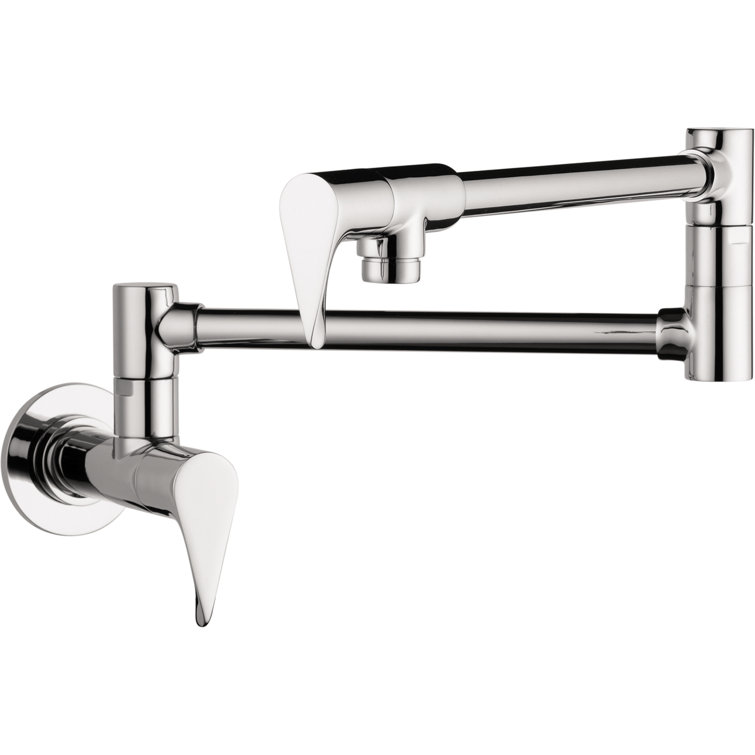 Chrome Wall-Mounted Dual Handle Pot Filler Faucet
