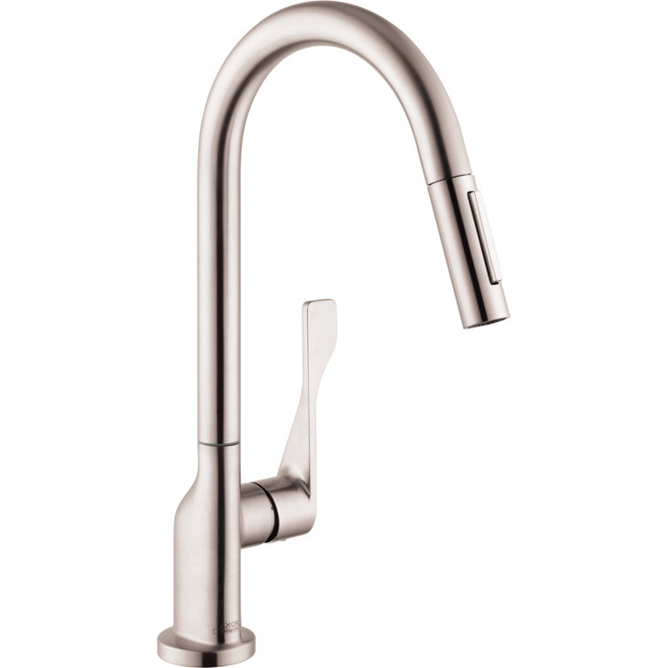 Stainless Steel Pull-Down Kitchen Faucet with Brass Handle