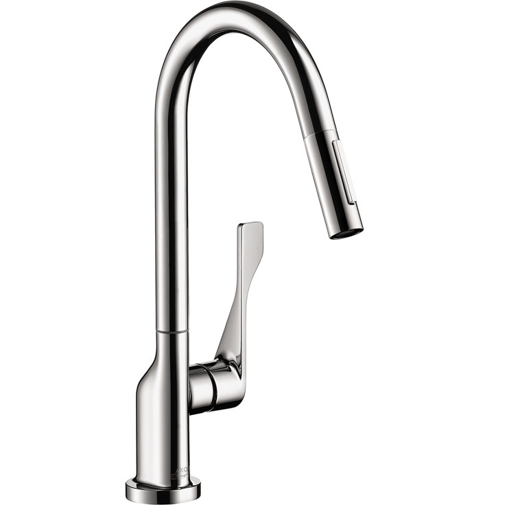 Chrome Brass Pull-Down Kitchen Faucet with Spray