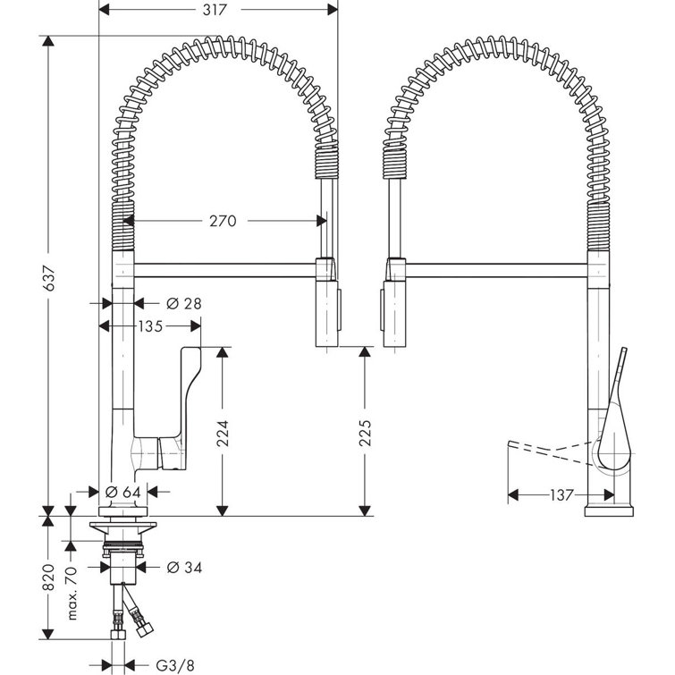 Chrome Industrial Kitchen Faucet with Pull-out Spray