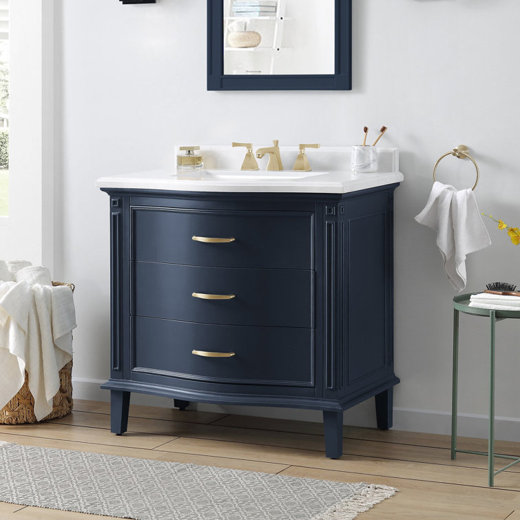 Midnight Blue 36'' Single Vanity with Carrara Marble Top