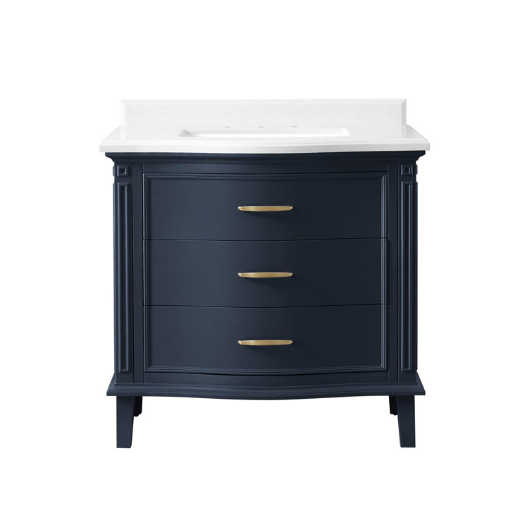Midnight Blue 36'' Single Vanity with Carrara Marble Top
