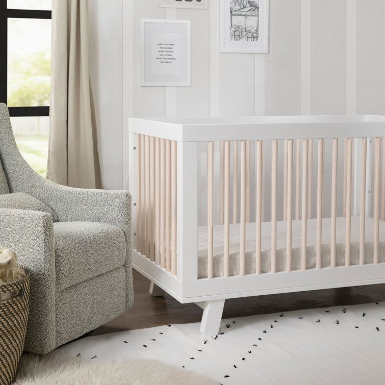 Hudson Convertible White/Washed Natural Crib 3-in-1 Design