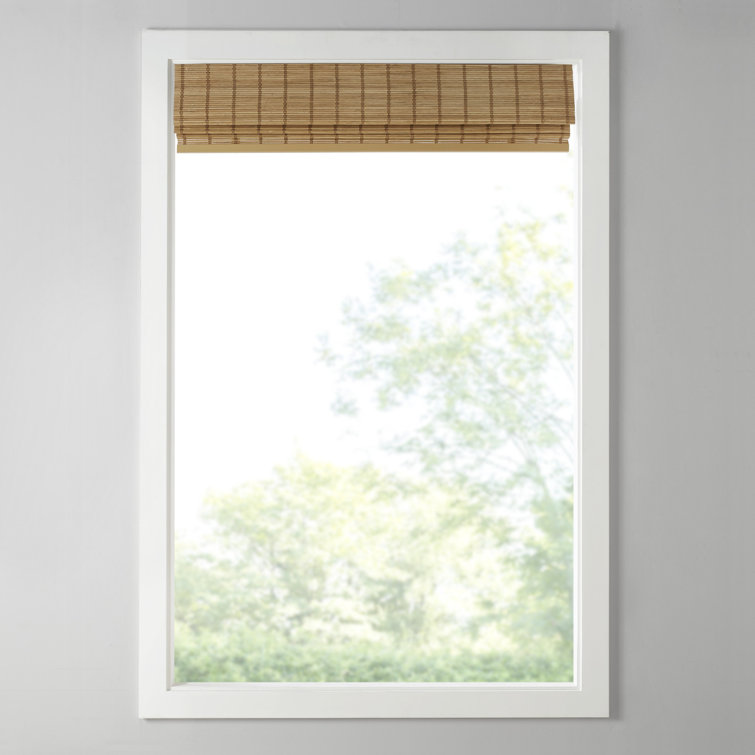 White Bamboo Cordless Roman Shade for Indoor Windows