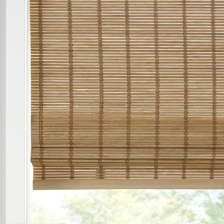 White Bamboo Cordless Roman Shade for Indoor Windows