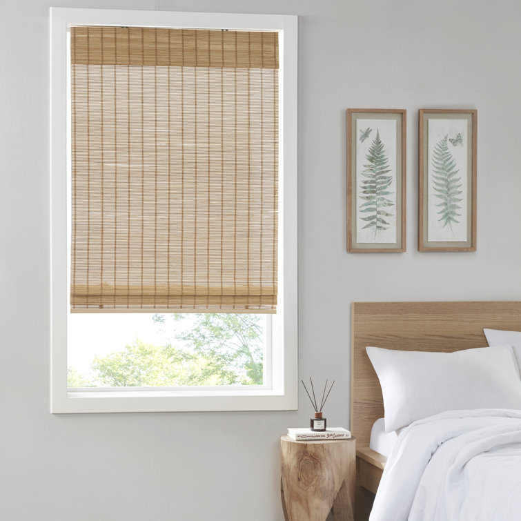 White Bamboo Cordless Roman Shade for Indoor Windows