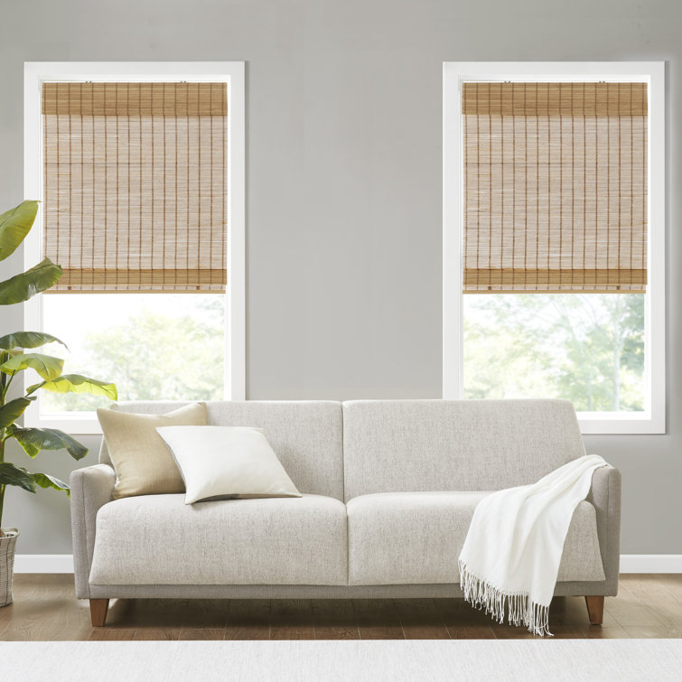 White Bamboo Cordless Roman Shade for Indoor Windows