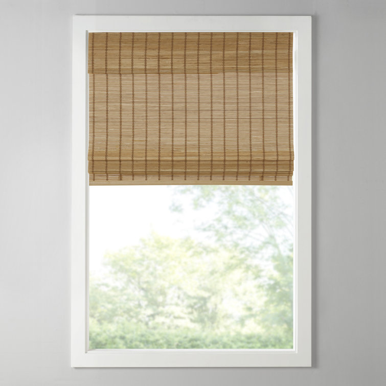 White Bamboo Cordless Roman Shade for Indoor Windows