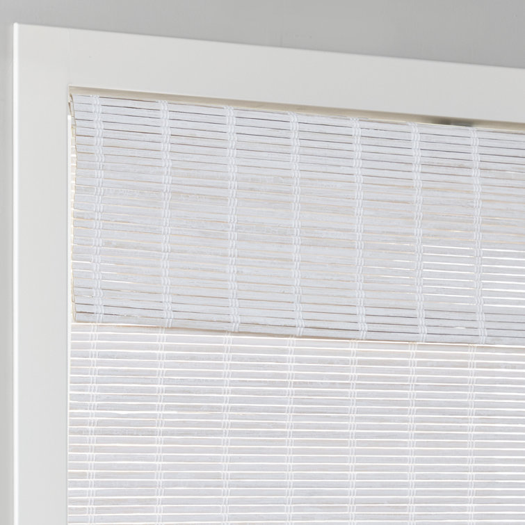White Bamboo Cordless Roman Shade for Indoor Windows