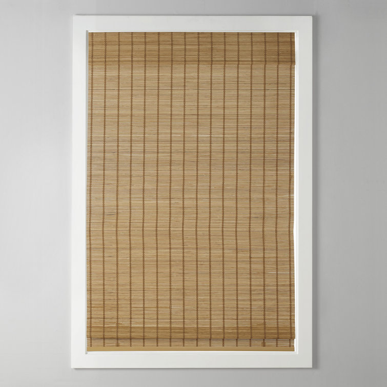 White Bamboo Cordless Roman Shade for Indoor Windows