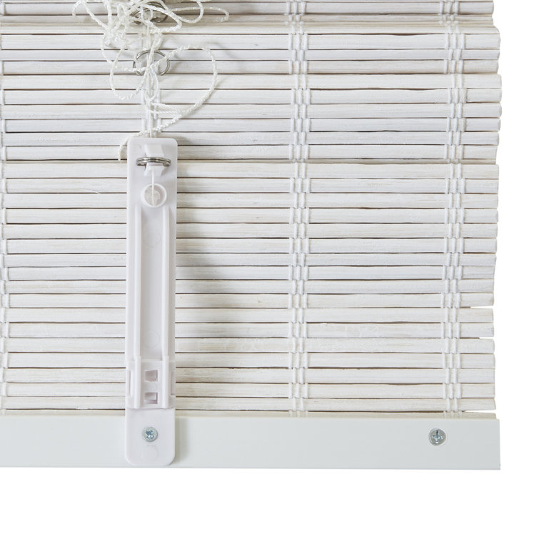 White Bamboo Cordless Roman Shade for Indoor Windows