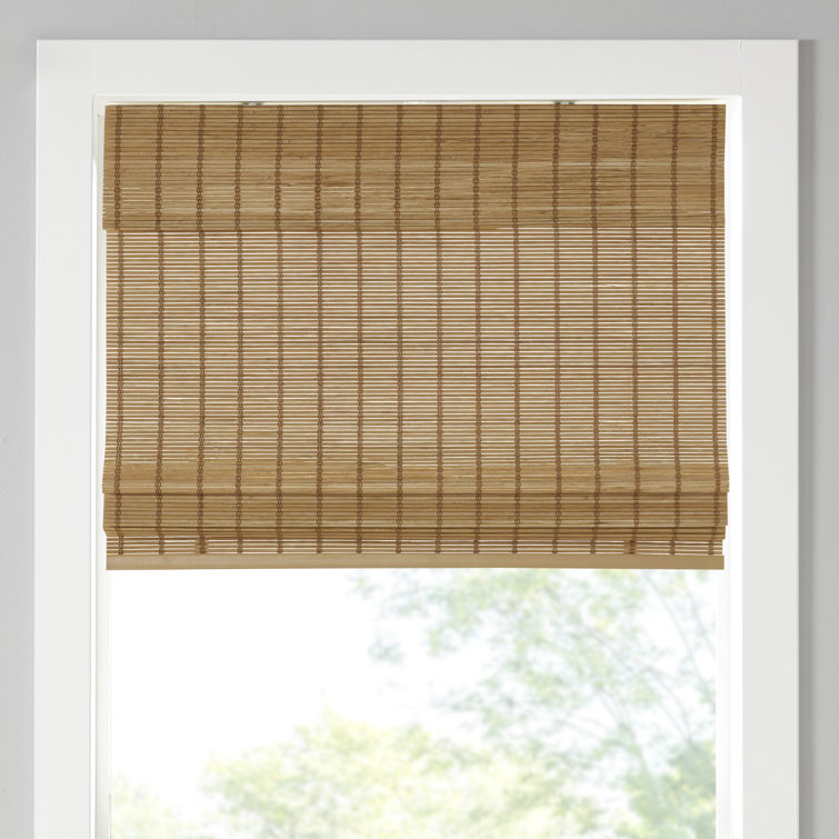 White Bamboo Cordless Roman Shade for Indoor Windows