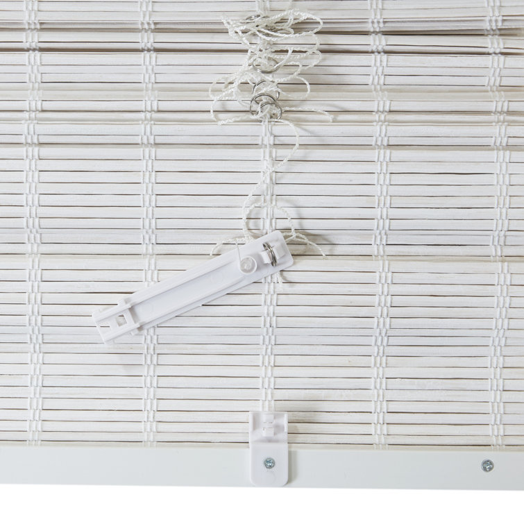 White Bamboo Cordless Roman Shade for Indoor Windows
