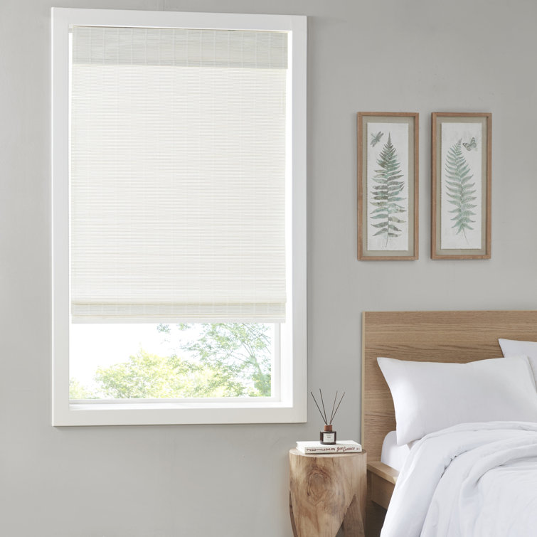 White Bamboo Cordless Roman Shade for Indoor Windows