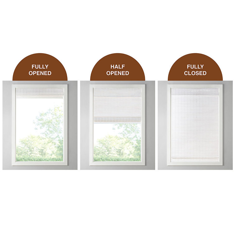 White Bamboo Cordless Roman Shade for Indoor Windows
