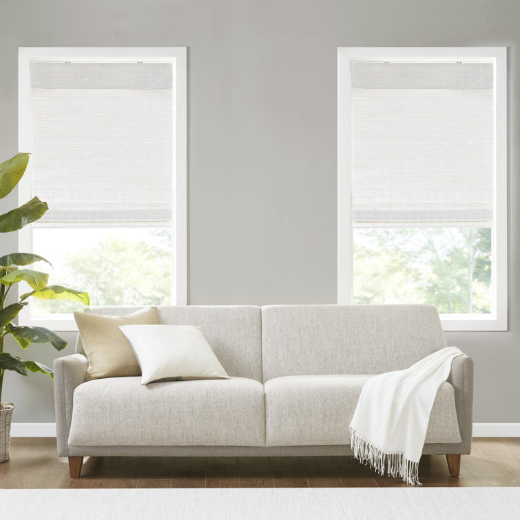 White Bamboo Cordless Roman Shade for Indoor Windows