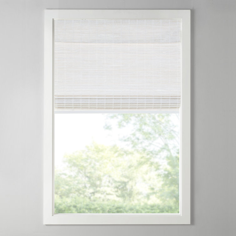 White Bamboo Cordless Roman Shade for Indoor Windows