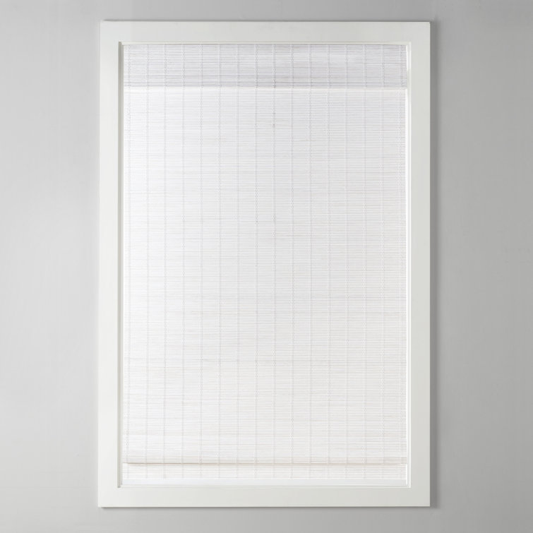 White Bamboo Cordless Roman Shade for Indoor Windows