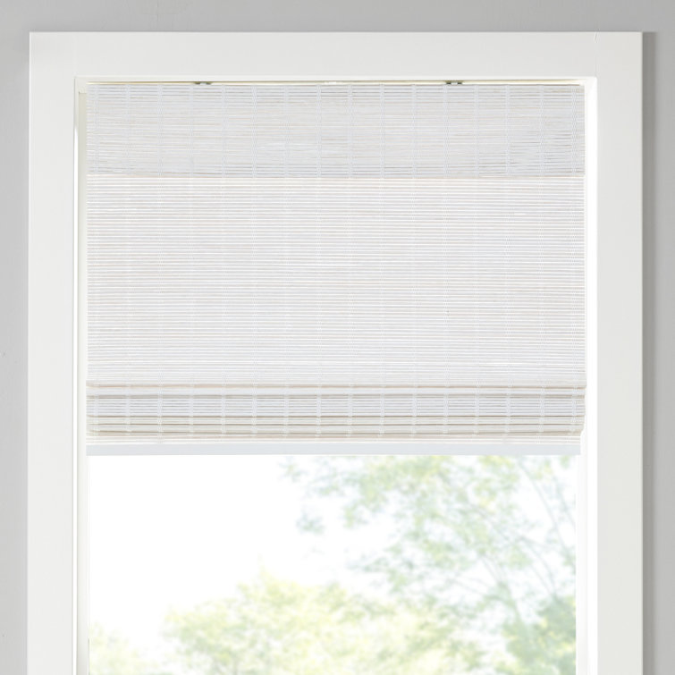 White Bamboo Cordless Roman Shade for Indoor Windows