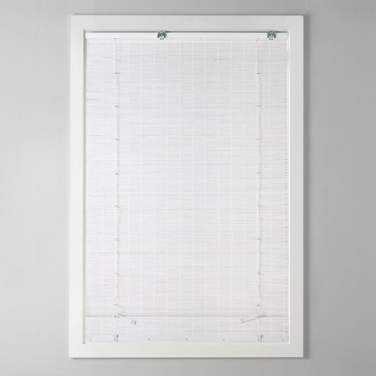 White Bamboo Cordless Roman Shade for Indoor Windows