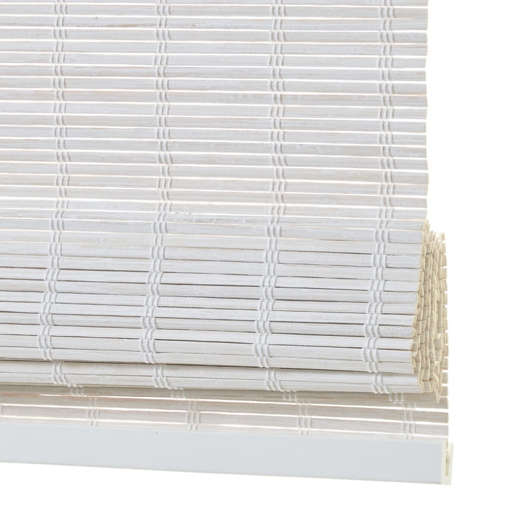 White Bamboo Cordless Roman Shade for Indoor Windows