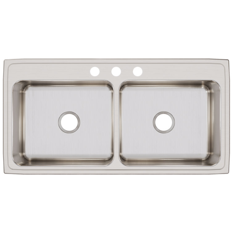 Lustertone 43" Stainless Steel Double Basin Drop-In Kitchen Sink