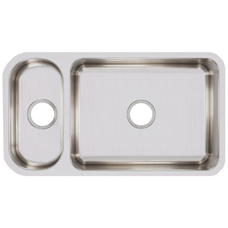 Lustertone 32" Stainless Steel Double Bowl Undermount Kitchen Sink