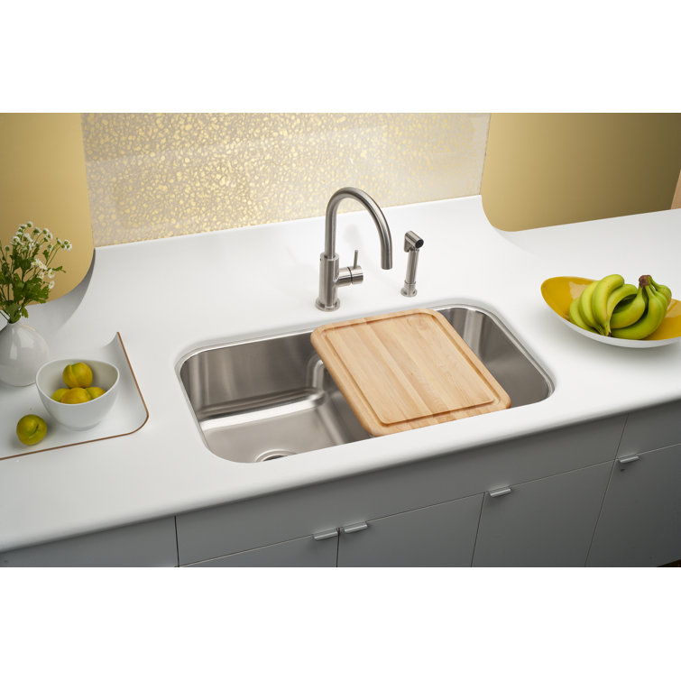 Lustrous Satin Stainless Steel Double Basin Undermount Sink