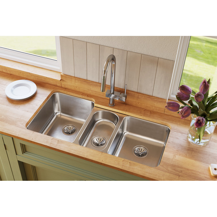 Lustertone 40" Triple Bowl Stainless Steel Undermount Sink