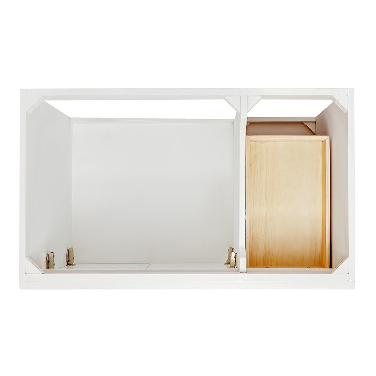 37'' White Rubberwood Single Bathroom Vanity with Quartz Top