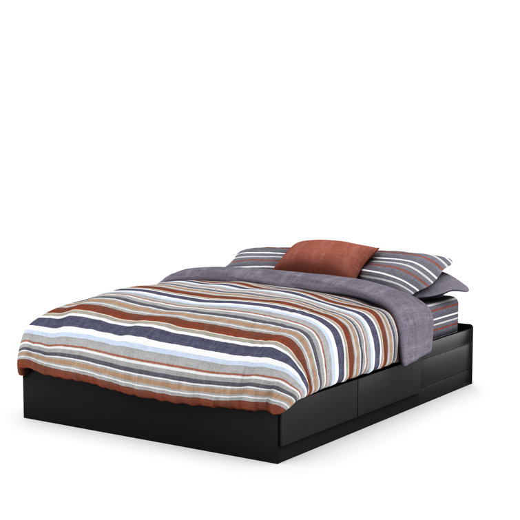 White Queen Platform Bed with Storage Drawers