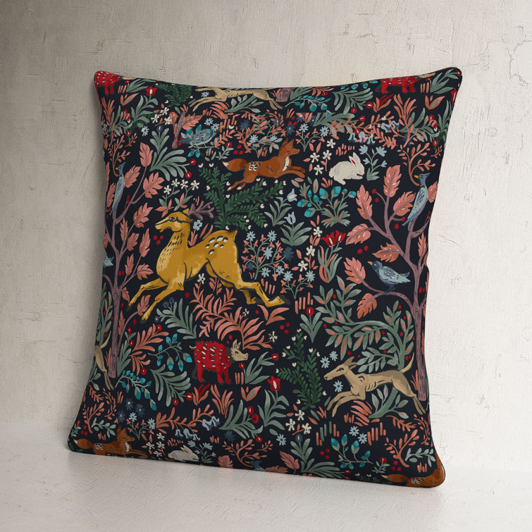 18" x 18" Navy Forest-Inspired Polyester Outdoor Throw Pillow