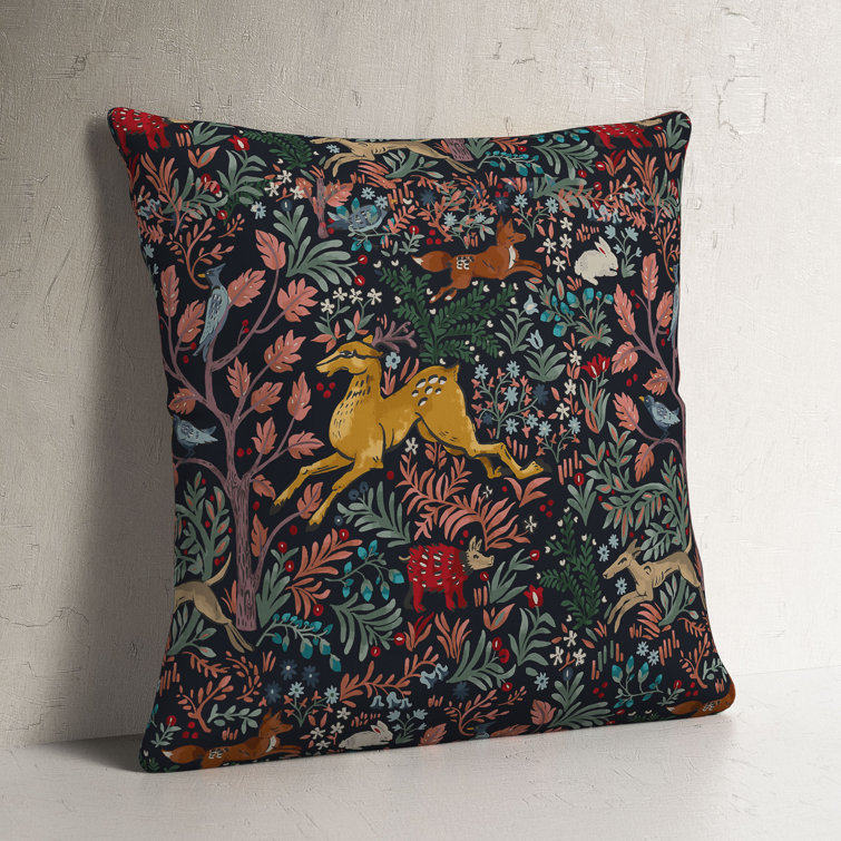 18" x 18" Navy Forest-Inspired Polyester Outdoor Throw Pillow