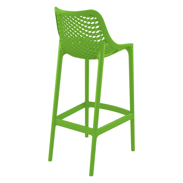 Tropical Green Plastic Outdoor Bar Stools with Footrest - Set of 2