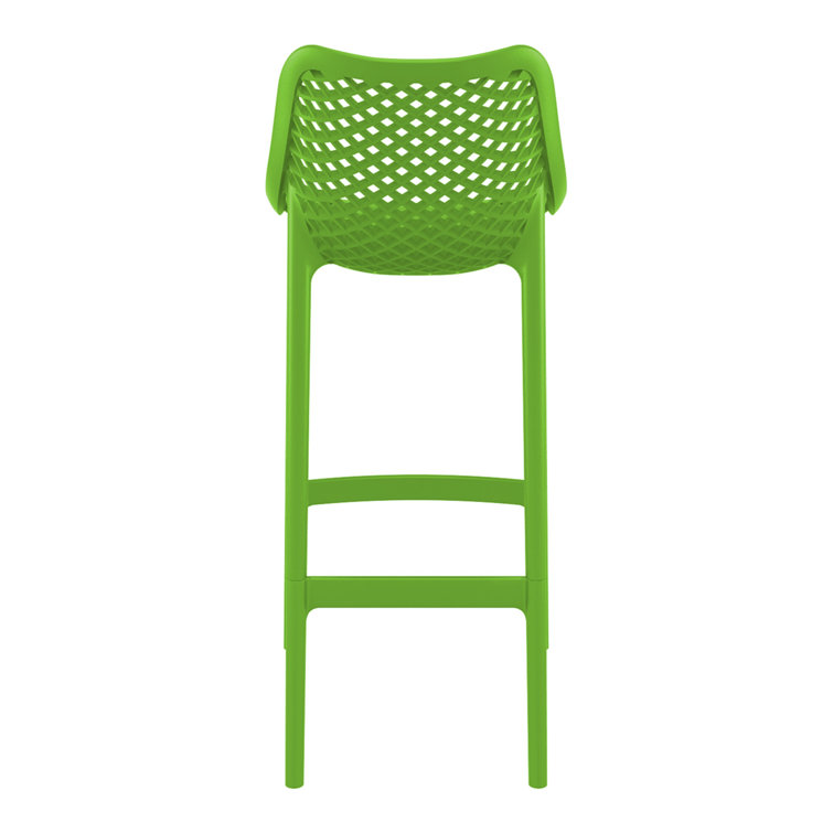 Tropical Green Plastic Outdoor Bar Stools with Footrest - Set of 2